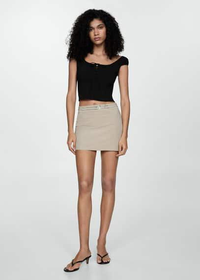 Buttoned crop top black by MANGO