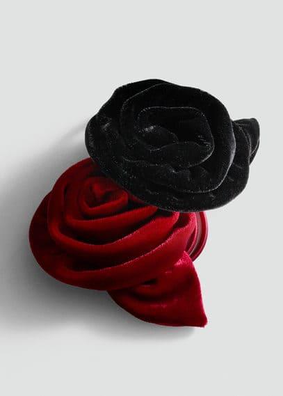 Flower hair ties pack black by MANGO