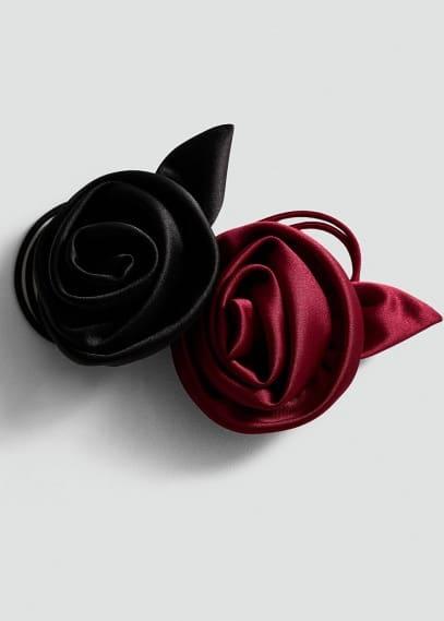 Flower hair ties pack black by MANGO