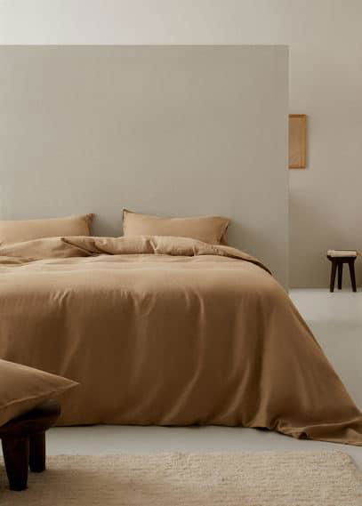 100% linen duvet cover 5906x8661 in bed medium brown by MANGO HOME