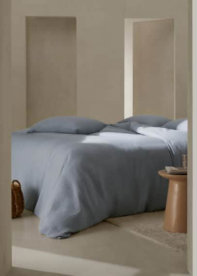 Cotton gauze duvet cover superking bed sky blue by MANGO HOME