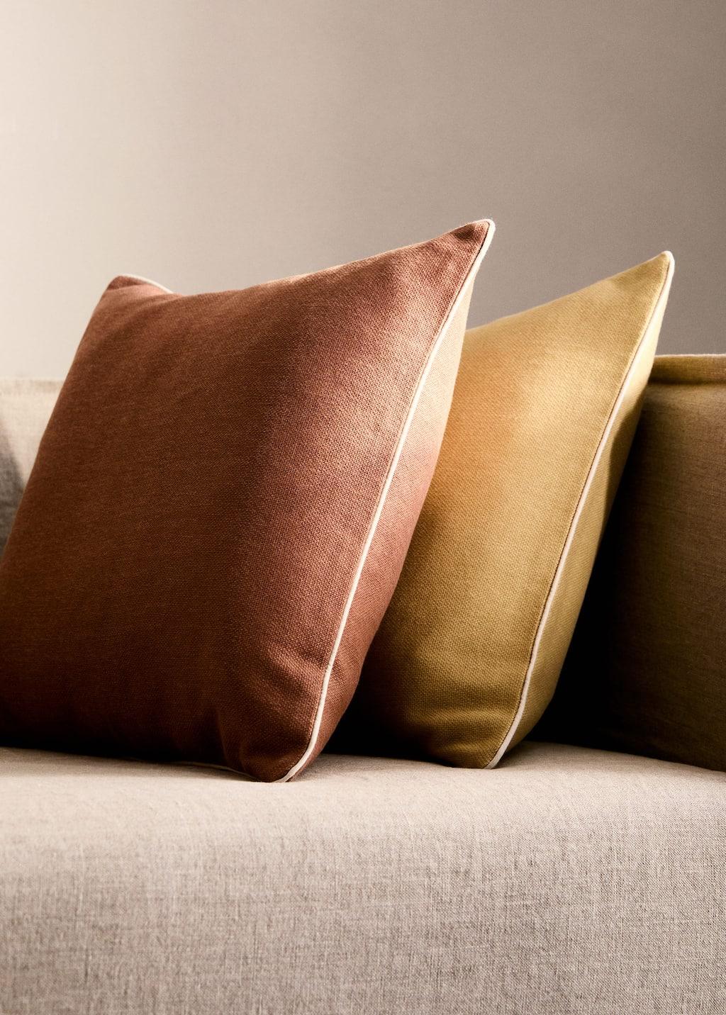Cushion cover with overlock trim 45x45 cm caramel by MANGO HOME Cushion cover with overlock trim 45x45 cm caramel by MANGO HOME