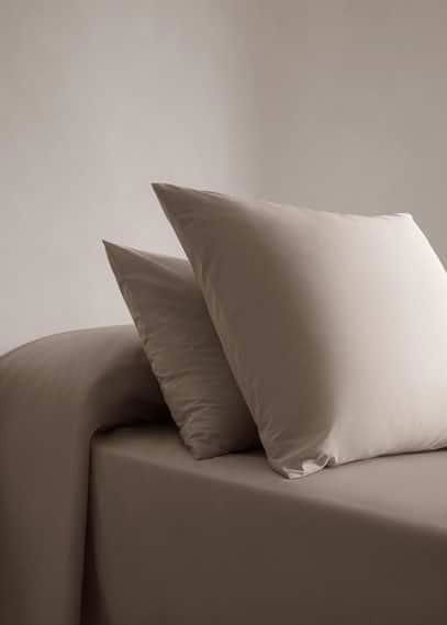 Plain cotton pillowcase 18x43 in beige by MANGO HOME