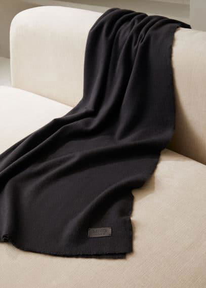 Soft wool and cashmere blanket charcoal by MANGO HOME