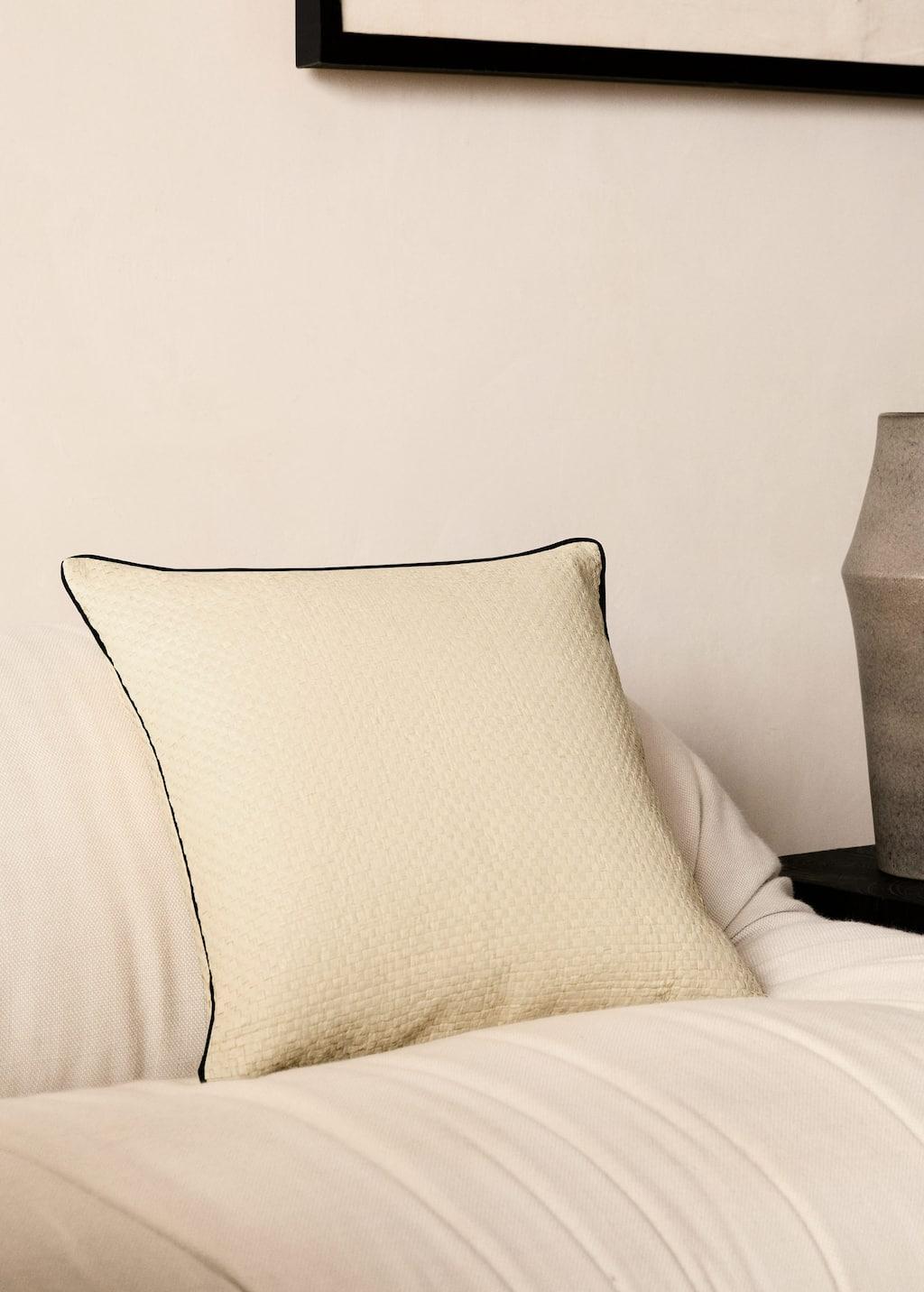 Woven paper cushion cover with piping 45x45cm off white by MANGO HOME Woven paper cushion cover with piping 45x45cm off white by MANGO HOME
