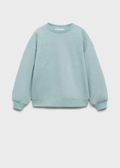 Embroidered detail cotton sweatshirt aqua green by MANGO KIDS