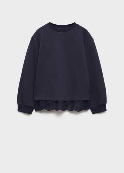 Embroidered detail cotton sweatshirt dark navy by MANGO KIDS