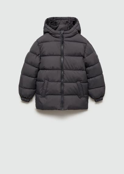 Hood quilted coat charcoal by MANGO KIDS