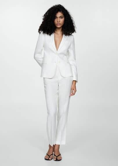 Linen suit pants white by MANGO