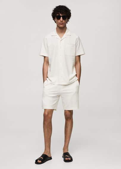 Cotton shorts with drawstring off white by MANGO MAN