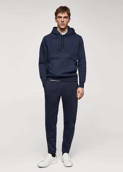 Kangaroo hooded cotton sweatshirt navy by MANGO MAN