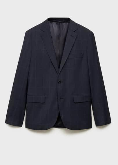 Slim fit checked blazer dark navy by MANGO MAN