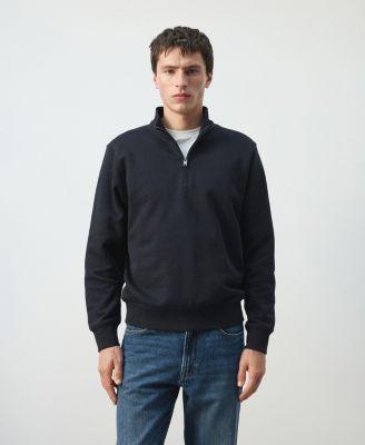Men's Cotton Zip-Neck Sweatshirt by MANGO