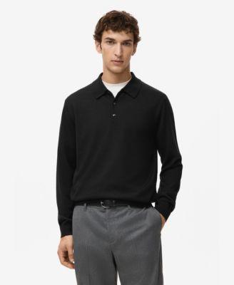 Men's Merino Wool Polo Sweater by MANGO