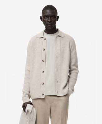 Men's Ribbed Knit Cardigan Sweater by MANGO