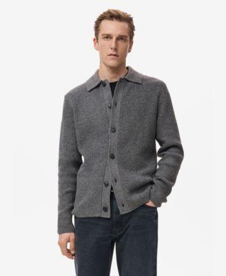 Men's Ribbed Knit Cardigan Sweater by MANGO