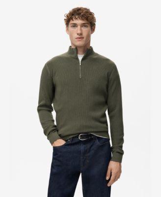 Men's Zip Neck Ribbed Sweater by MANGO