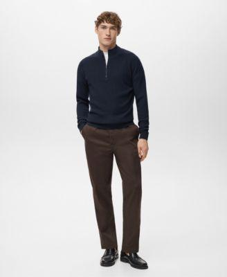 Men's Zip Neck Ribbed Sweater by MANGO