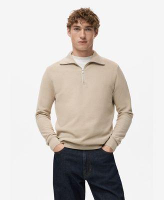 Men's Zipper Collar Microstructure Sweater by MANGO
