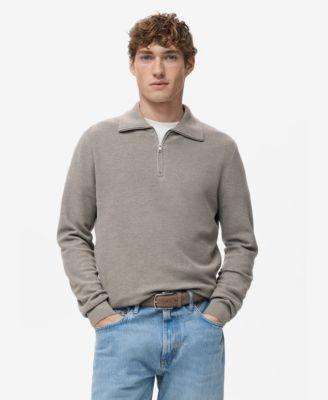 Men's Zipper Collar Microstructure Sweater by MANGO