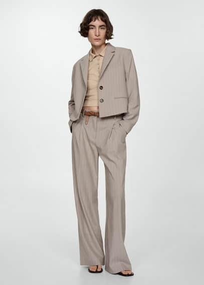 Pinstripe suit pants beige by MANGO