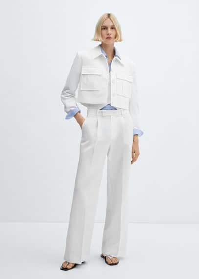 Pleated suit pants white by MANGO