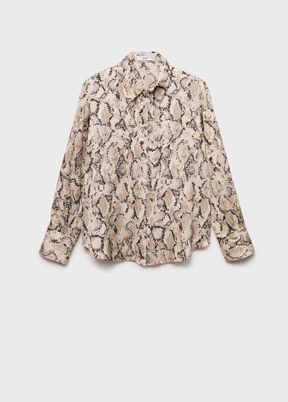 Satin print shirt sand by MANGO