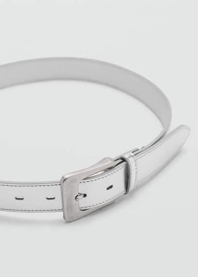 Square buckle belt silver by MANGO