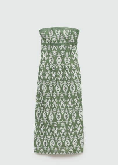 Strapless embroidered dress green by MANGO