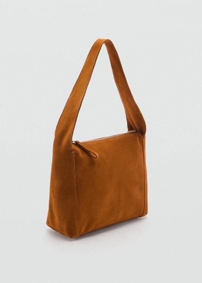 Suede shoulder bag leather by MANGO