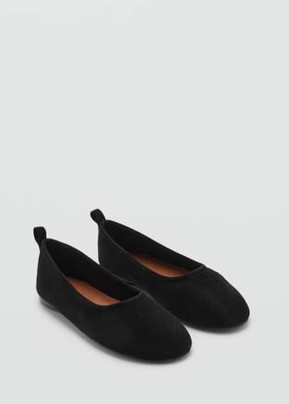 Basic leather ballerina shoes black by MANGO TEEN