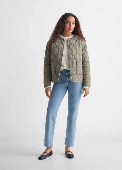 Quilted jacket khaki by MANGO TEEN