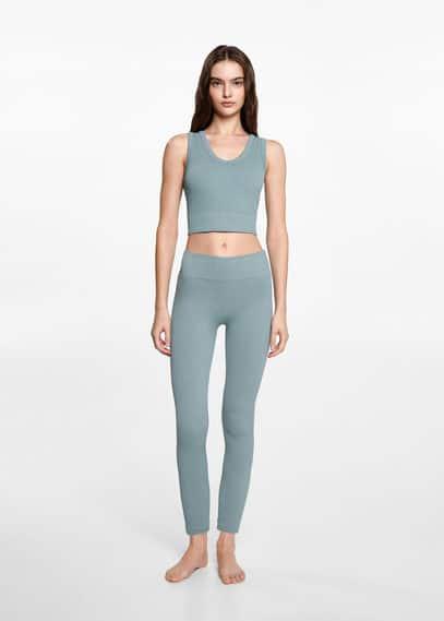 Ribbed sports leggings mint green by MANGO TEEN