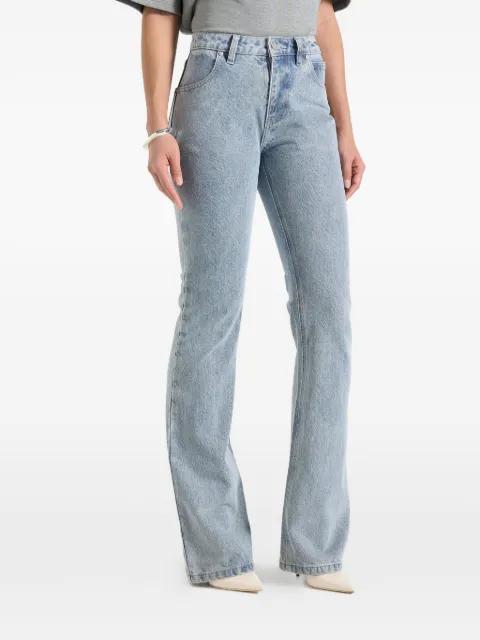 Abbie in mid blue stacked fit and flare jeans by MANIERE DE VOIR