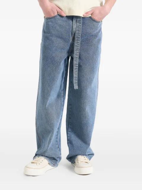 Adam wide leg belted denim jeans by MANIERE DE VOIR