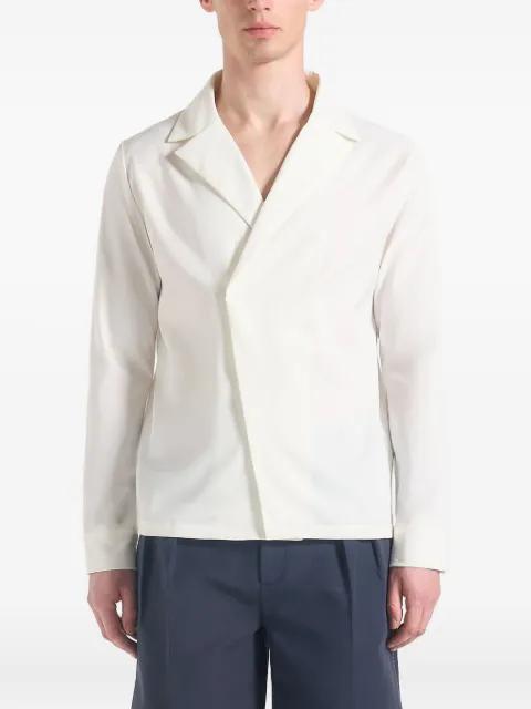 Alban in white double-breasted shirt by MANIERE DE VOIR