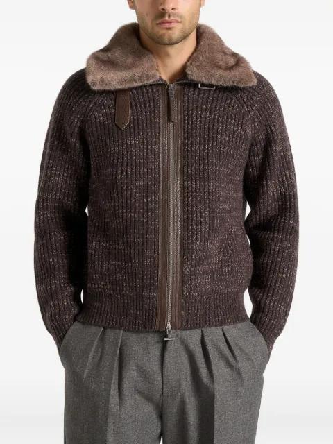 Ariel unisex plush collar speckled knit jacket by MANIERE DE VOIR