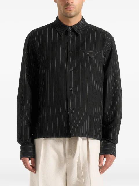 Arlo pinstripe cropped long sleeve shirt by MANIERE DE VOIR