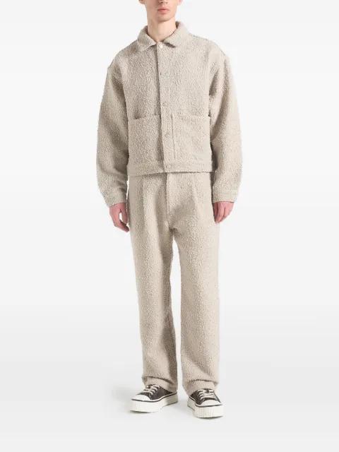 Arnault in beige bouclé pleated jeans by MANIERE DE VOIR