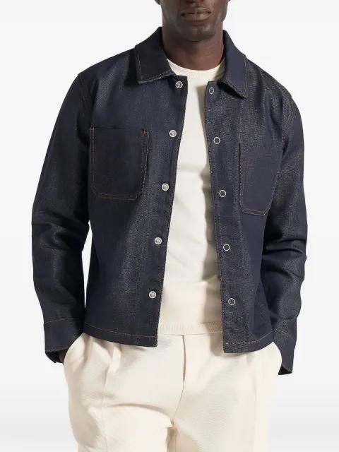 Asher in indigo denim shirt by MANIERE DE VOIR