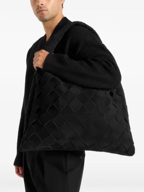 Aubin in black suede woven bag by MANIERE DE VOIR