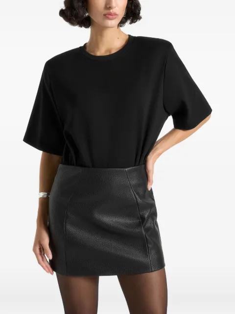 BS002 in black wide shoulder bodysuit T-shirt by MANIERE DE VOIR