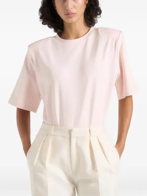 BS002 in pale pink wide-shoulder bodysuit T-shirt by MANIERE DE VOIR