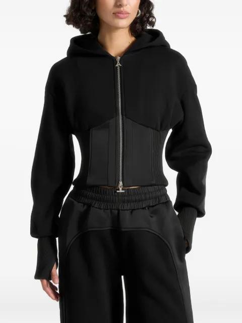Brune corset jersey and satin zip hoodie by MANIERE DE VOIR