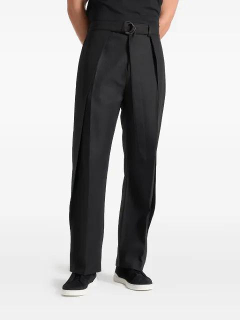 Charles in black wide fit wrap leg tailored trousers by MANIERE DE VOIR