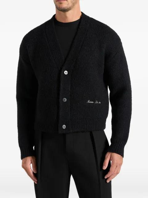 Charlie in black brushed wool-blend knit signature cardigan by MANIERE DE VOIR