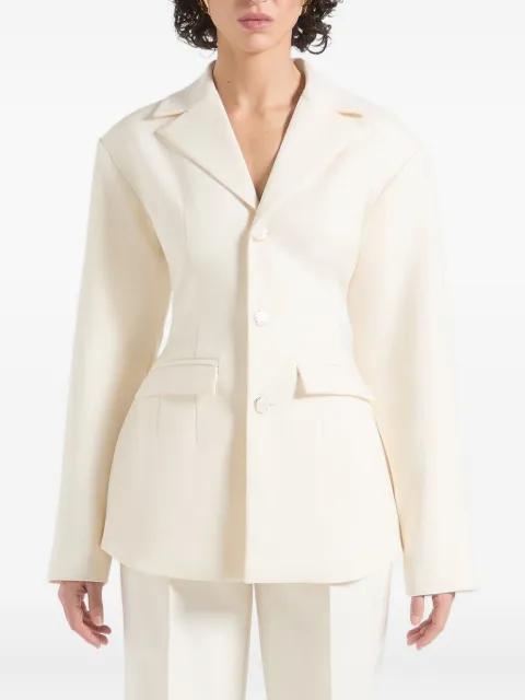 Claire wide shoulder cinch waist blazer by MANIERE DE VOIR