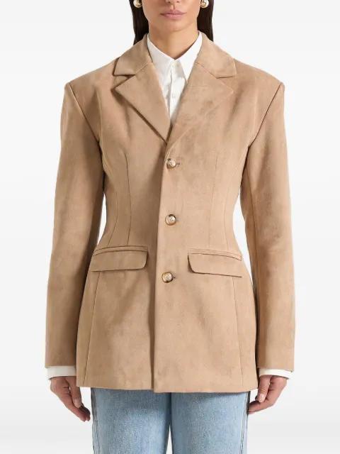 Claire wide-shoulder marble-button blazer by MANIERE DE VOIR