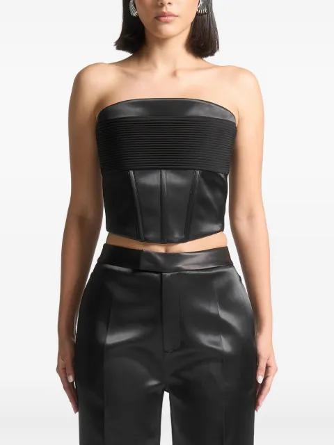 Cora satin pintuck bandeau corset top by MANIERE DE VOIR