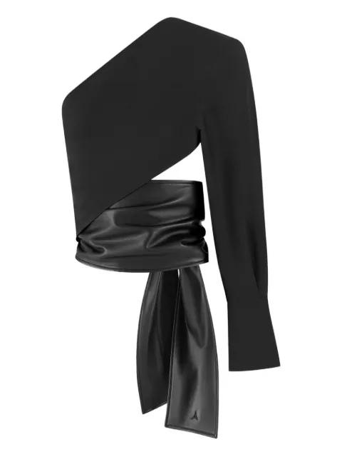 Coralie one-sleeve leather wrap top by MANIERE DE VOIR